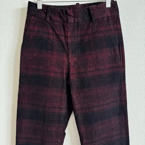 AG The Elvie Black and Red Plaid High Rise Crop Trouser Pants Women's 27 NWT - Picture 2 of 10